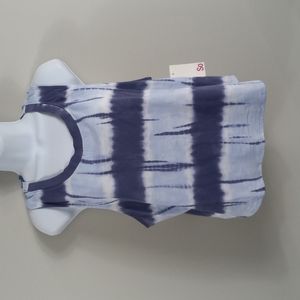 Tie dye blue back out mid tank top